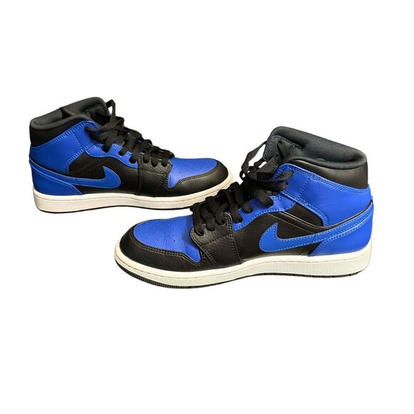 Nike Air Jordan 1 Mid Royal Blue Black Basketball Sneakers Athletic Size… - Picture 2 of 6
